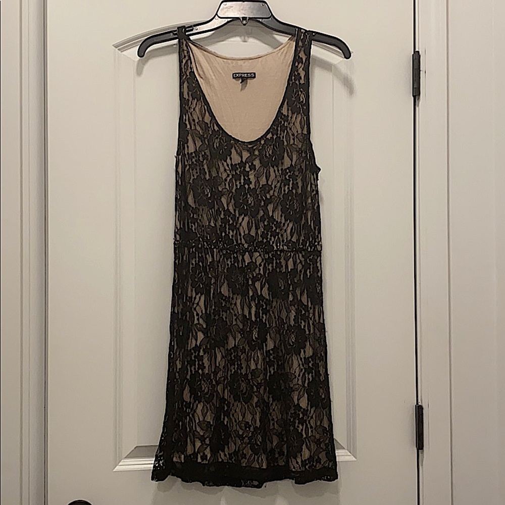Black floral lace dress